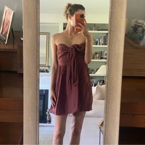 amadi strapless maroon dress